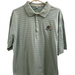 Peter Millar Polo Shirt XL Short Sleeves 100% Cotton Green Striped